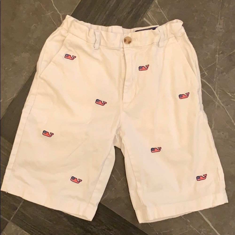 Vineyard Vines white with whale shorts